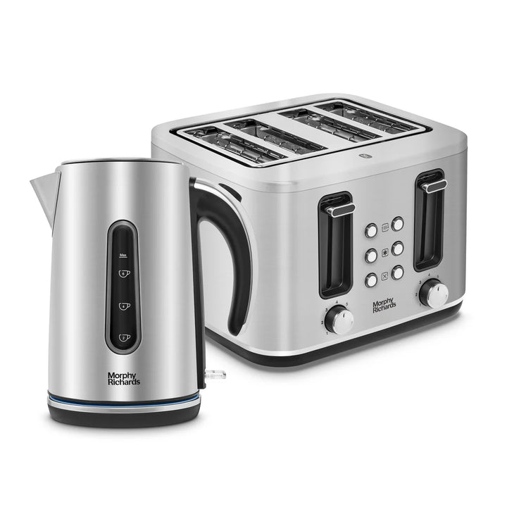 Motive Brushed Steel Kettle, Toaster & Digital Dual Basket 7.2 Litre Air fryer Set