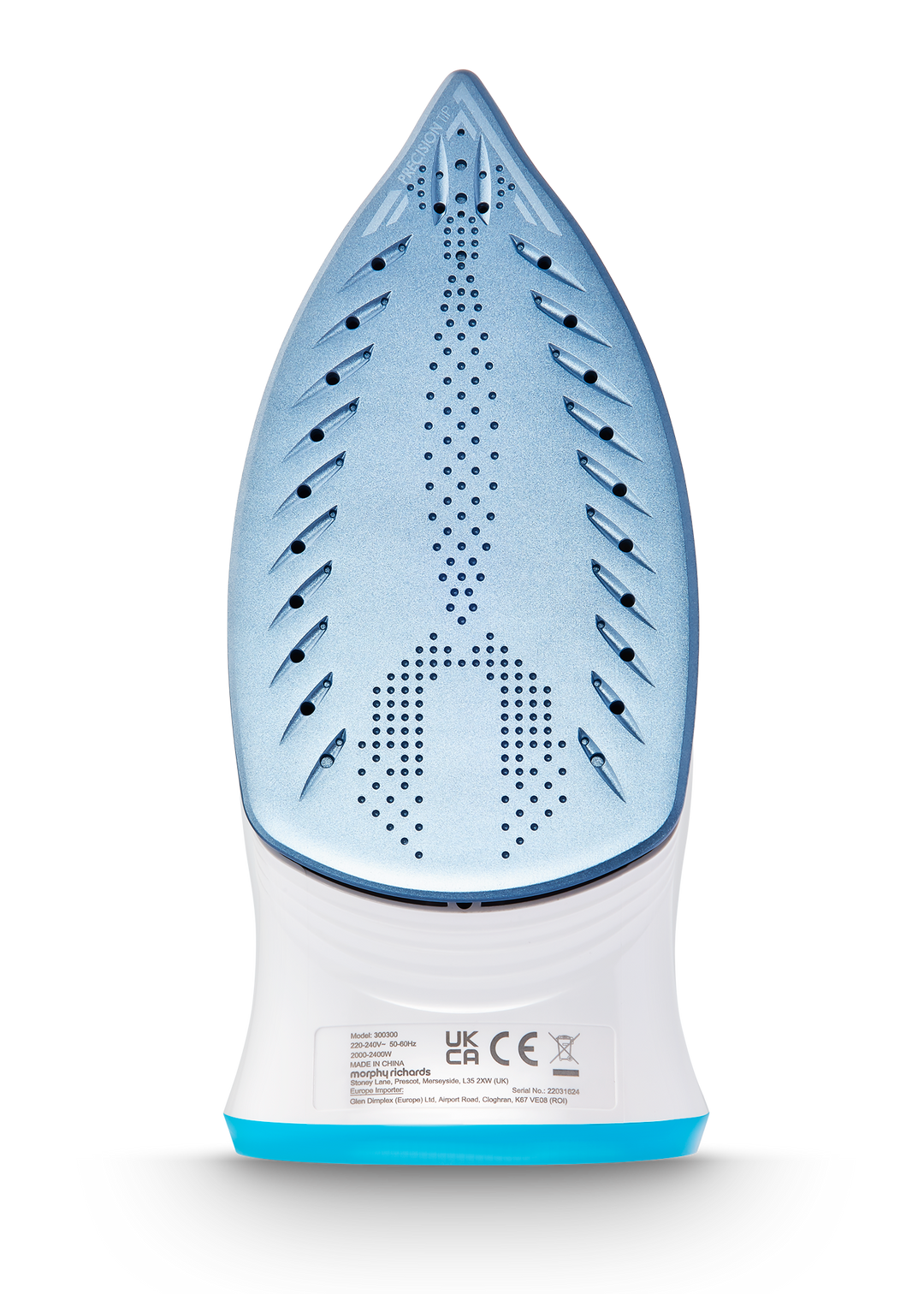 Morphy Richards Crystal Clear 2400W Steam Iron Blue SKU: 300300 sole plate