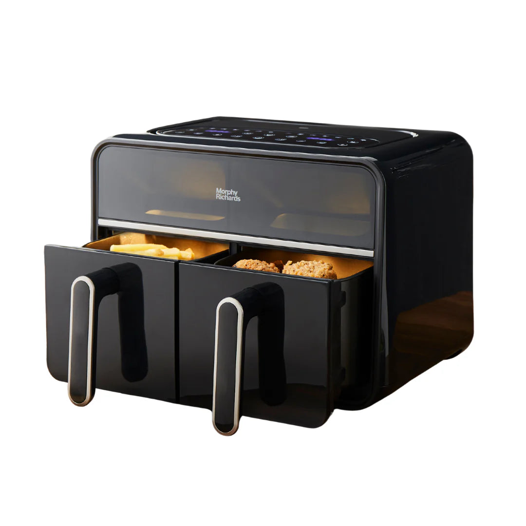 Motive Brushed Steel Kettle, Toaster & Digital Dual Basket 7.2 Litre Air fryer Set